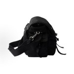 PRADA Re-Nylon brand classic enamel metal triangular logo crossbody single-shoulder bag, regular men\'s black style